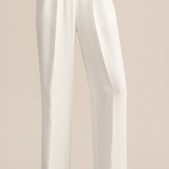 LILY SILK TIMELESS PLEATED WIDE-LEG DENSE SILK TROUSERS NEW W TAG - SIZE 2 WHITE - Picture 3 of 9